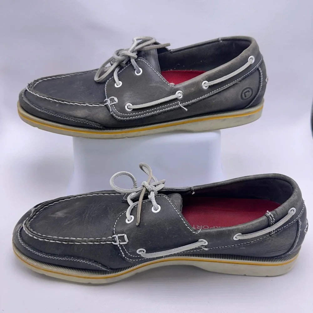 Rockport Mens Leather Boat Shoes Dark Gray Loafers APM2833C Size 13 M